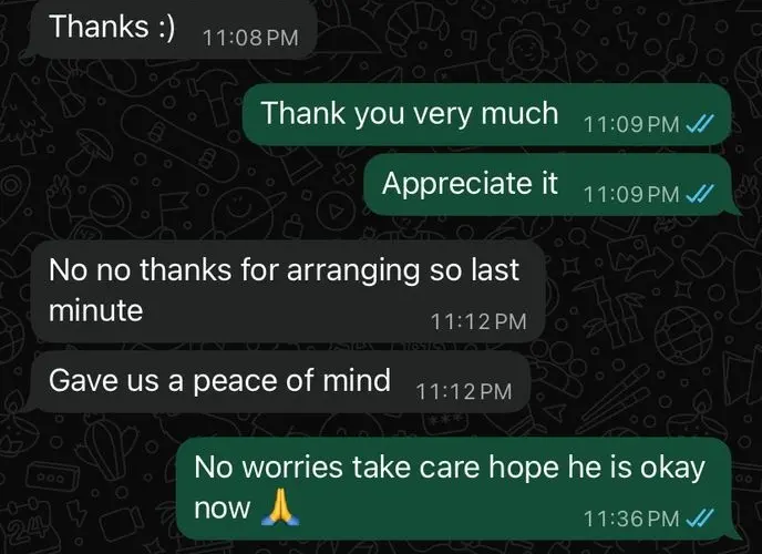 Patient praising the convenience of home medical consultations